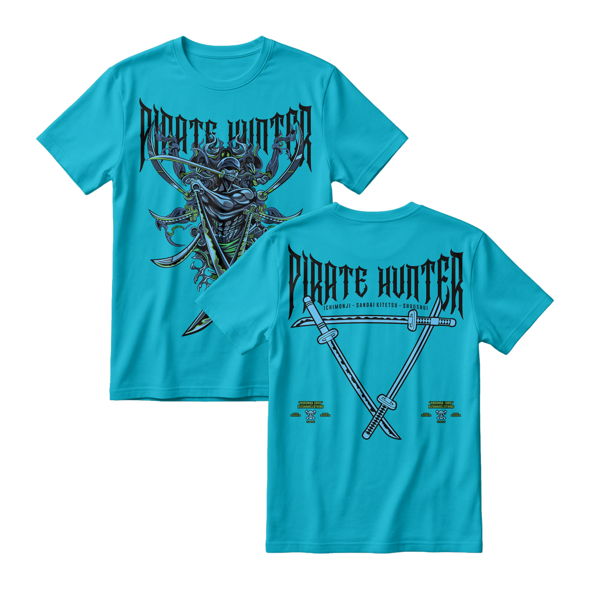 Anime One Piece Roronoa Zoro Pirates Hunter Short Sleeve Tee - TIFFANY