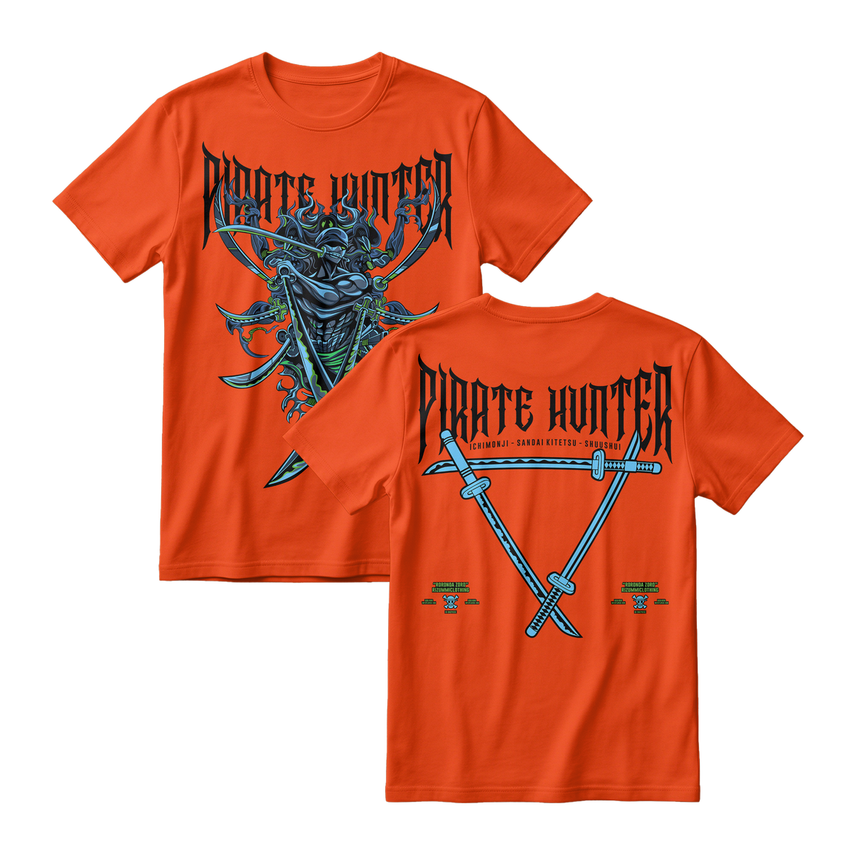Anime One Piece Roronoa Zoro Pirates Hunter Short Sleeve Tee - TIGER