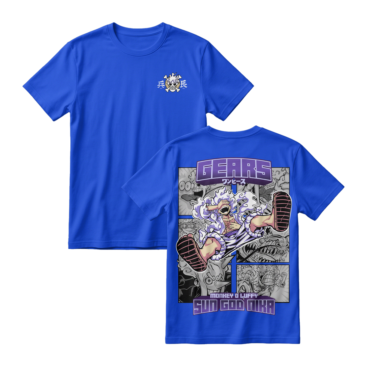 Anime One Piece Gear 5 Monkey D. Luffy Sun God Nika Short Sleeve Tee - RZM011