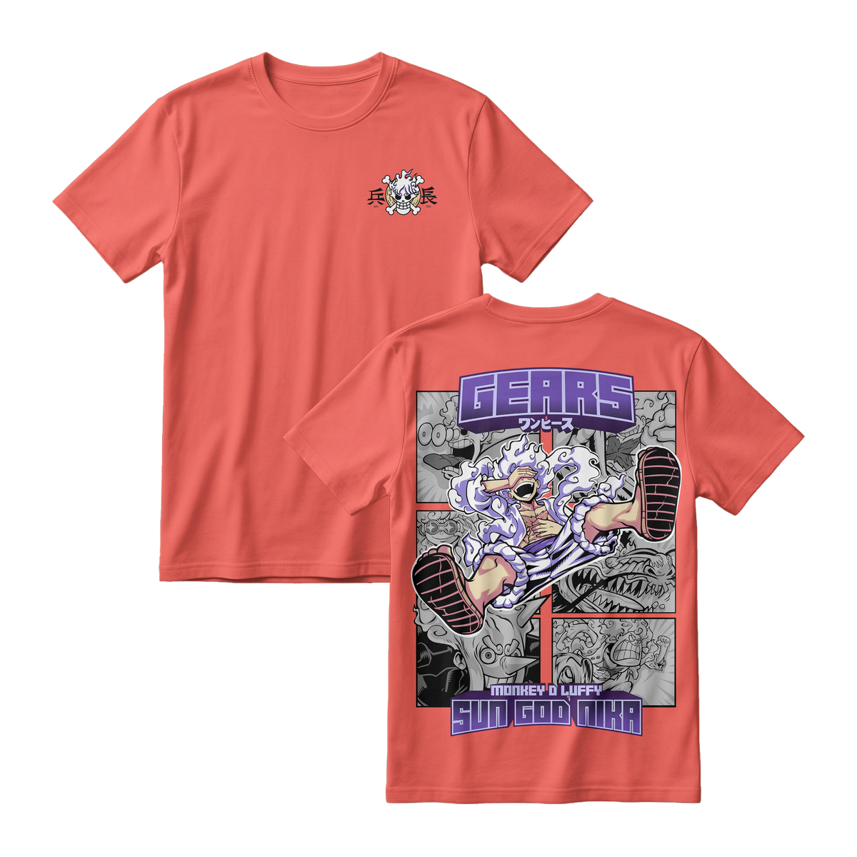 Anime One Piece Gear 5 Monkey D. Luffy Sun God Nika Short Sleeve Tee - RZM011