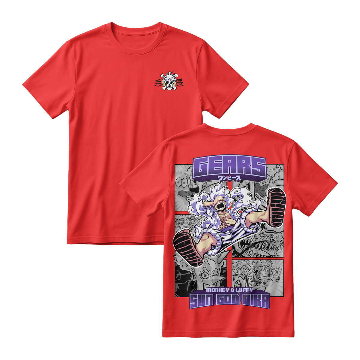 Anime One Piece Gear 5 Monkey D. Luffy Sun God Nika Short Sleeve Tee - RZM011