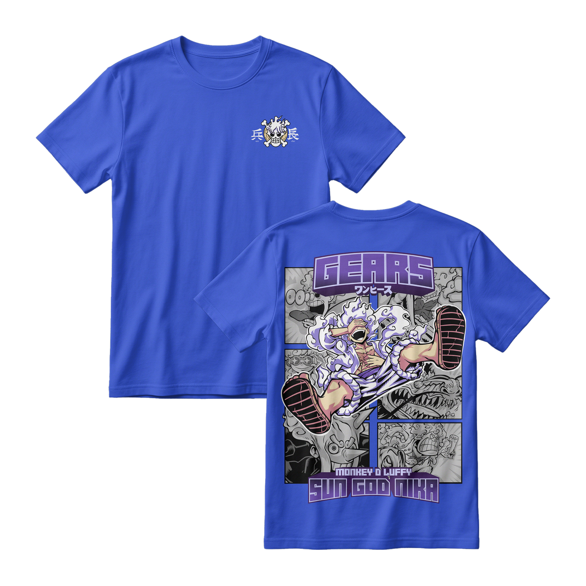 Anime One Piece Gear 5 Monkey D. Luffy Sun God Nika Short Sleeve Tee - RZM011
