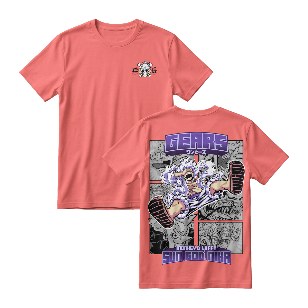 Anime One Piece Gear 5 Monkey D. Luffy Sun God Nika Short Sleeve Tee - RZM011