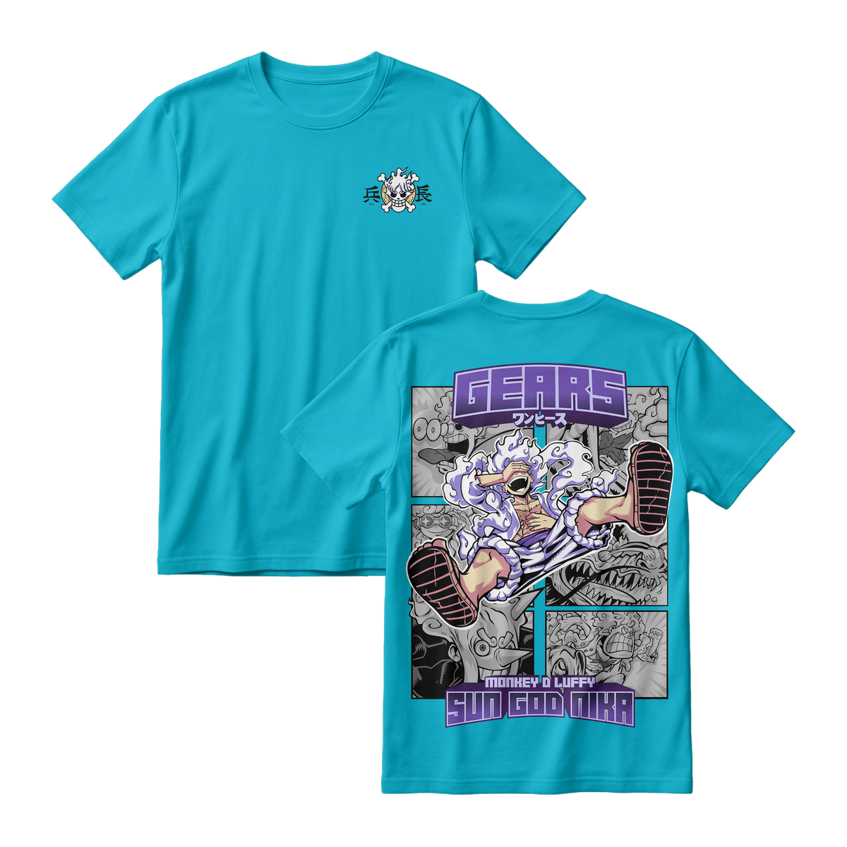 Anime One Piece Gear 5 Monkey D. Luffy Sun God Nika Short Sleeve Tee - RZM011