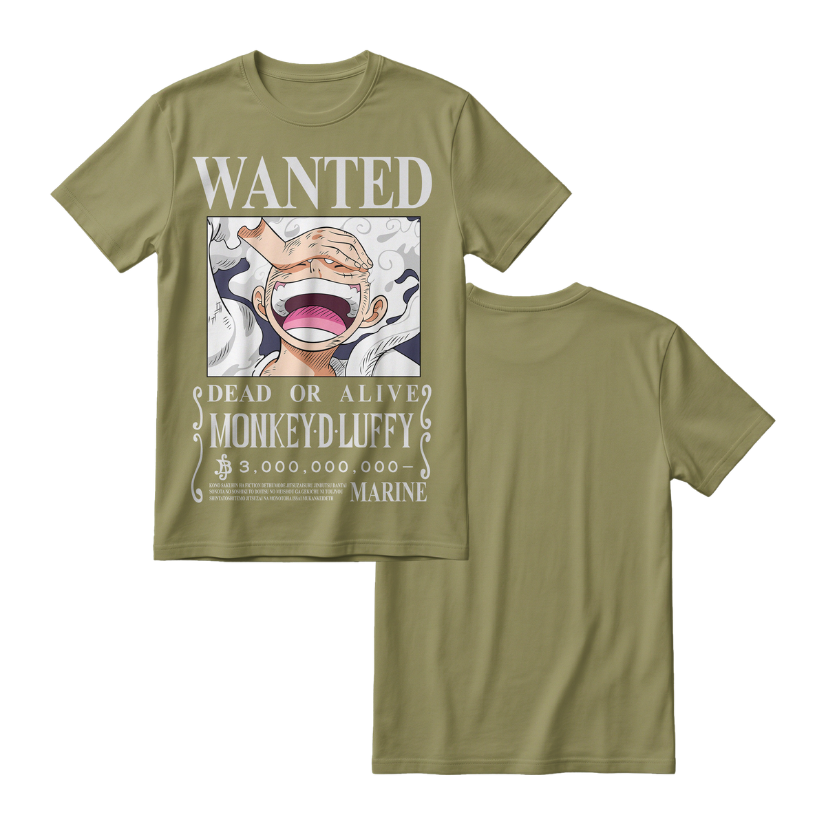Anime One Piece Wanted Monkey D. Luffy Gear 5 Short Sleeve Tee - RZM012