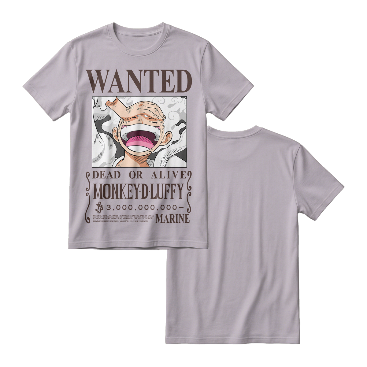 Anime One Piece Wanted Monkey D. Luffy Gear 5 Short Sleeve Tee - RZM012