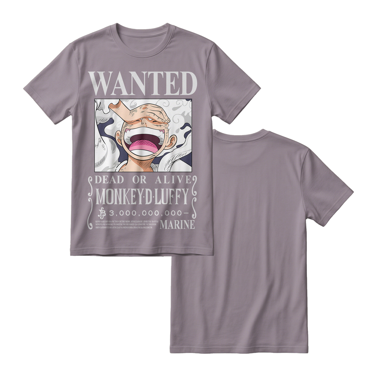 Anime One Piece Wanted Monkey D. Luffy Gear 5 Short Sleeve Tee - RZM012