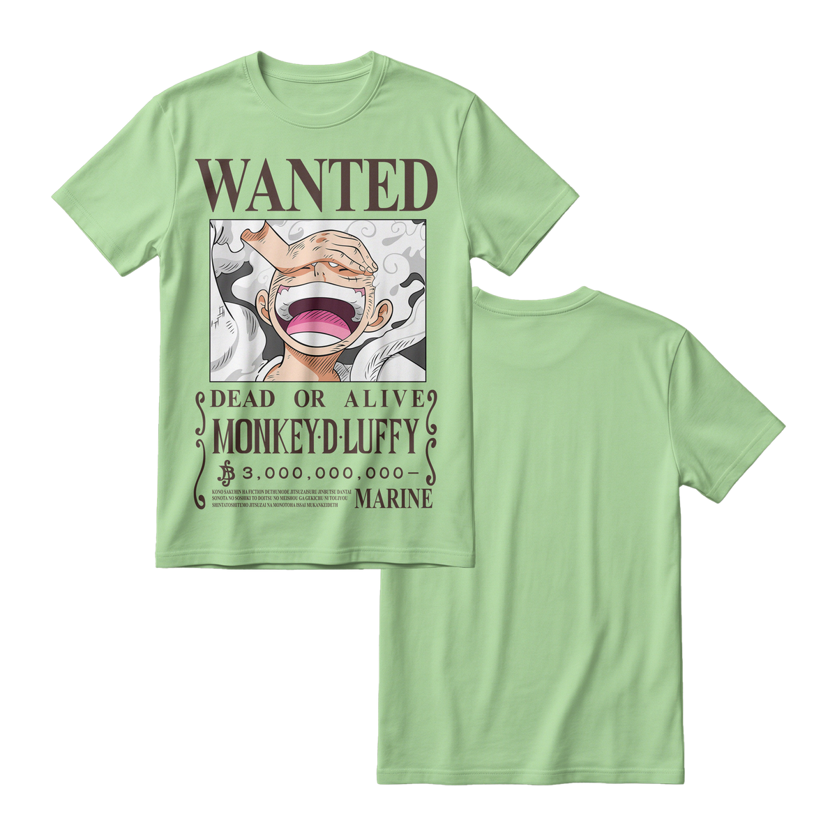 Anime One Piece Wanted Monkey D. Luffy Gear 5 Short Sleeve Tee - RZM012
