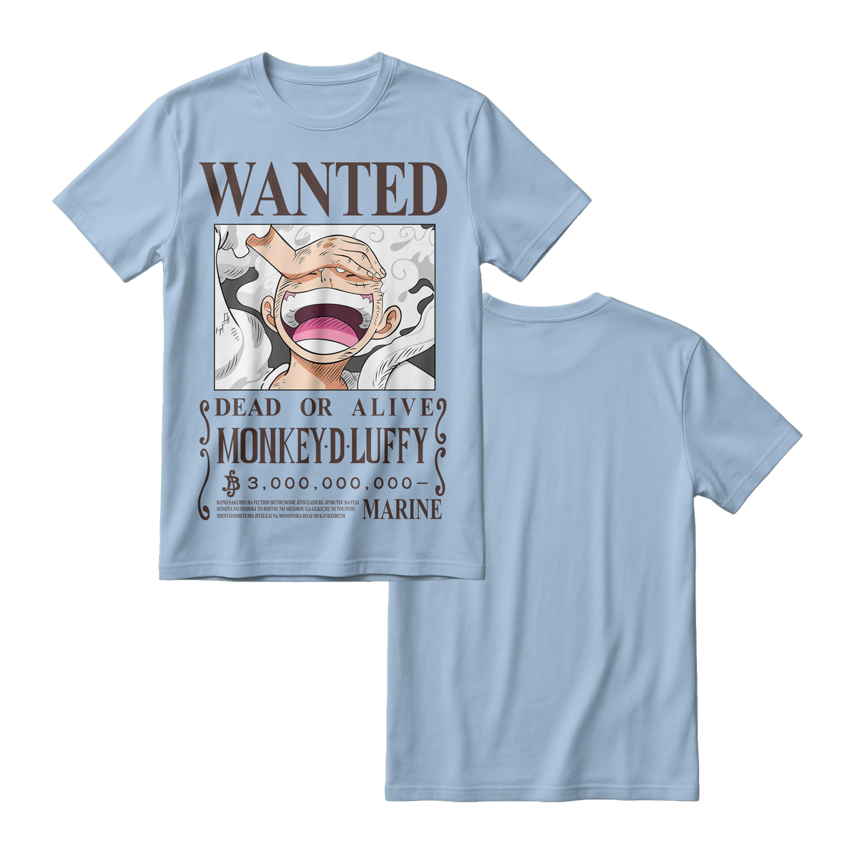 Anime One Piece Wanted Monkey D. Luffy Gear 5 Short Sleeve Tee - RZM012