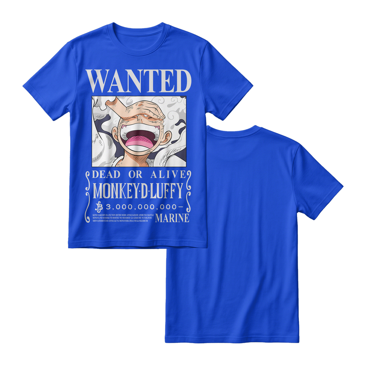 Anime One Piece Wanted Monkey D. Luffy Gear 5 Short Sleeve Tee - RZM012