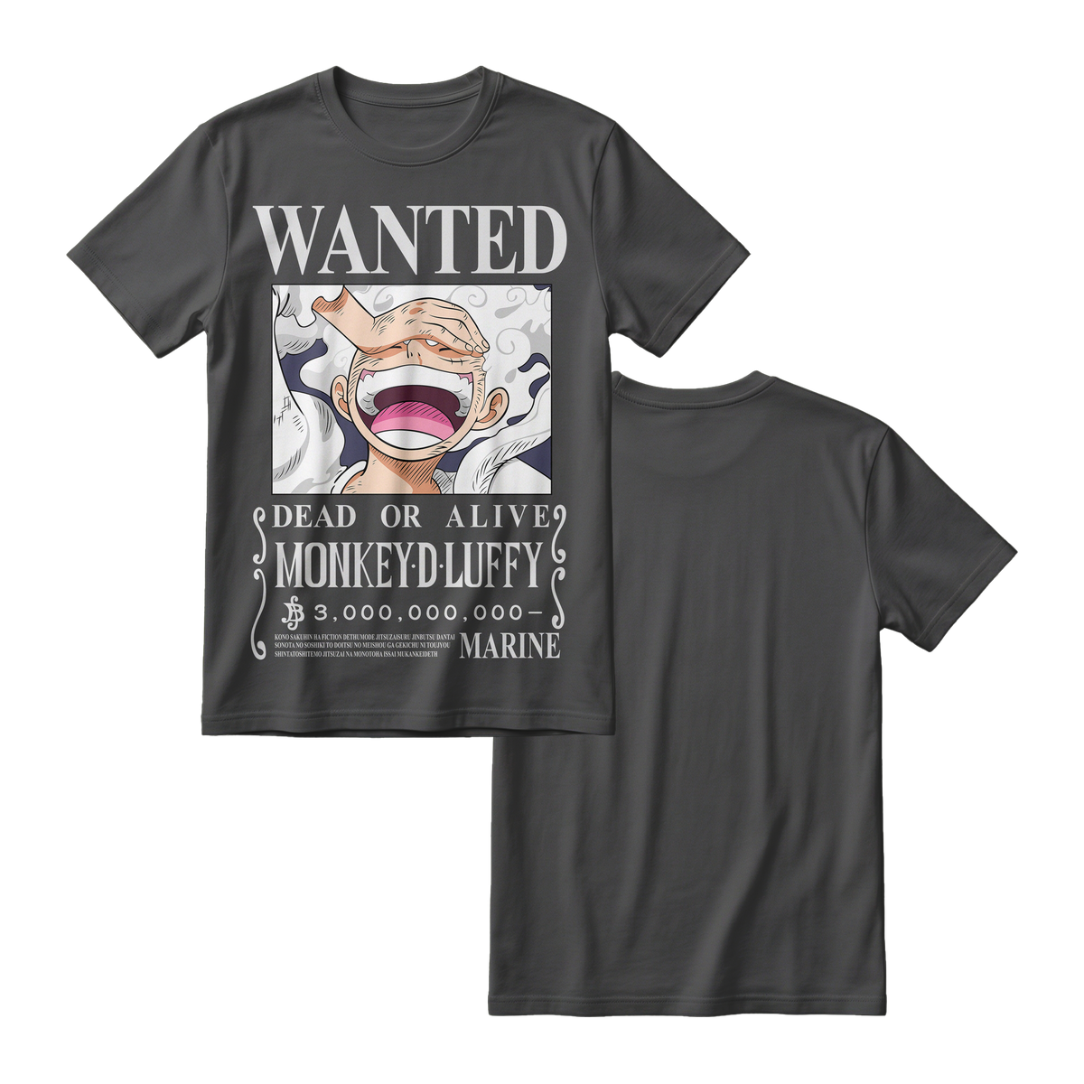 Anime One Piece Wanted Monkey D. Luffy Gear 5 Short Sleeve Tee - RZM012