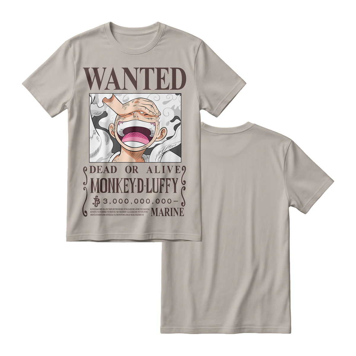 Anime One Piece Wanted Monkey D. Luffy Gear 5 Short Sleeve Tee - RZM012