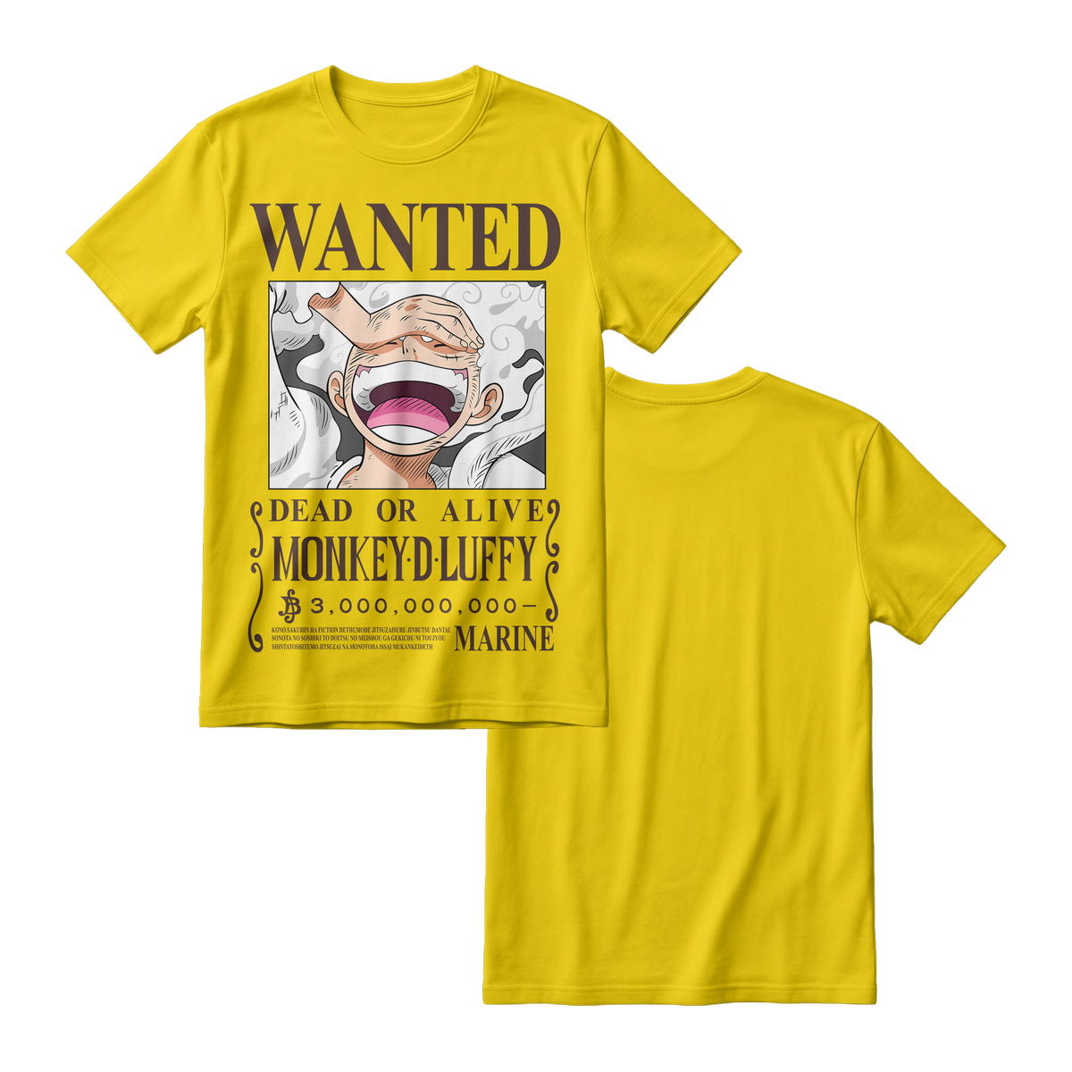 Anime One Piece Wanted Monkey D. Luffy Gear 5 Short Sleeve Tee - RZM012