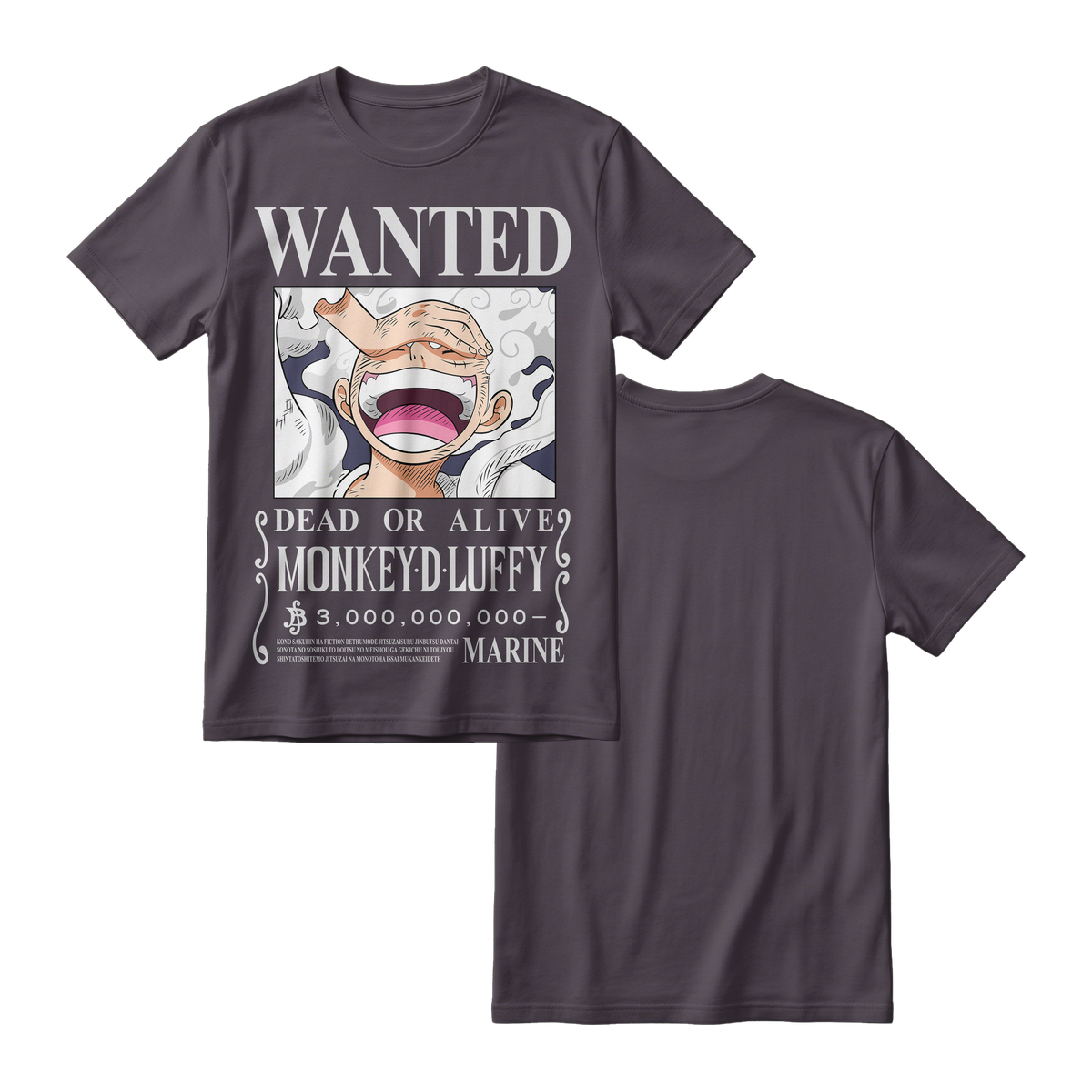 Anime One Piece Wanted Monkey D. Luffy Gear 5 Short Sleeve Tee - RZM012