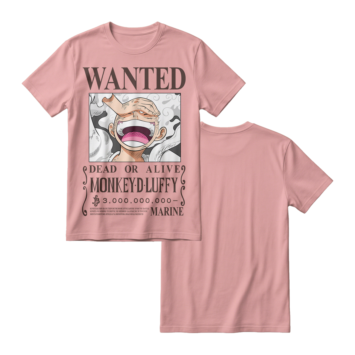 Anime One Piece Wanted Monkey D. Luffy Gear 5 Short Sleeve Tee - RZM012