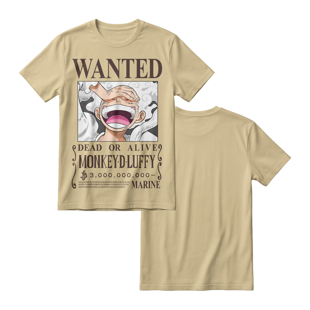 Anime One Piece Wanted Monkey D. Luffy Gear 5 Short Sleeve Tee - RZM012