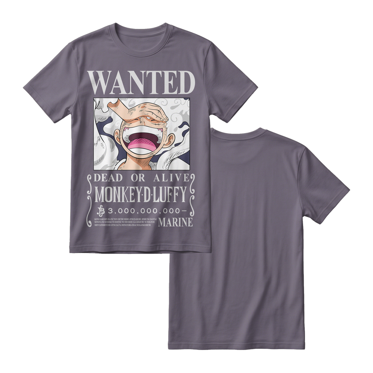 Anime One Piece Wanted Monkey D. Luffy Gear 5 Short Sleeve Tee - RZM012