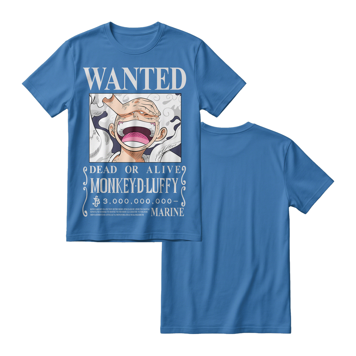 Anime One Piece Wanted Monkey D. Luffy Gear 5 Short Sleeve Tee - RZM012