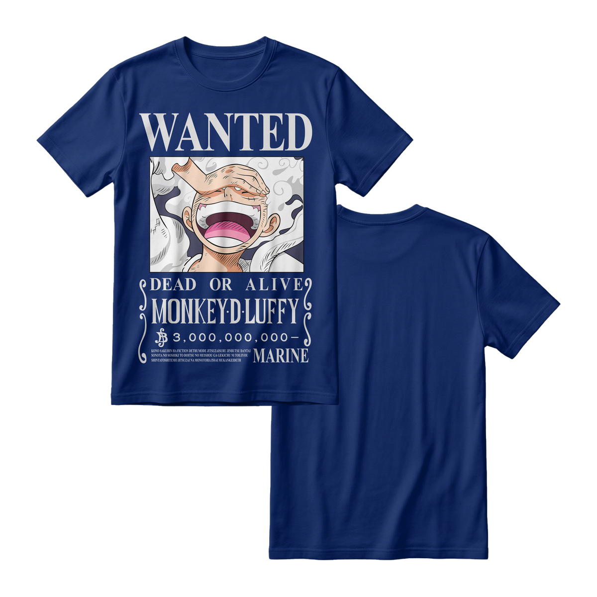 Anime One Piece Wanted Monkey D. Luffy Gear 5 Short Sleeve Tee - RZM012