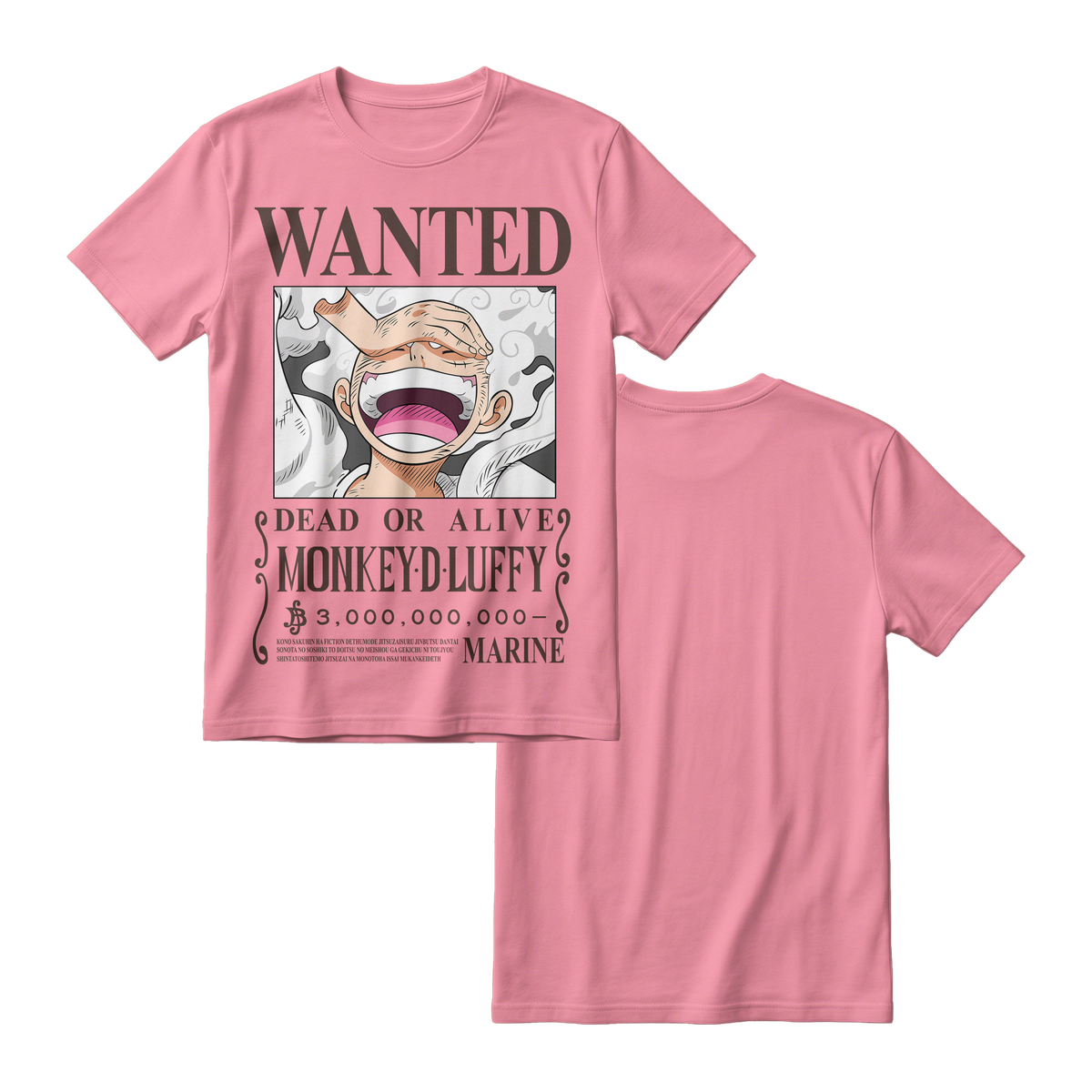 Anime One Piece Wanted Monkey D. Luffy Gear 5 Short Sleeve Tee - RZM012