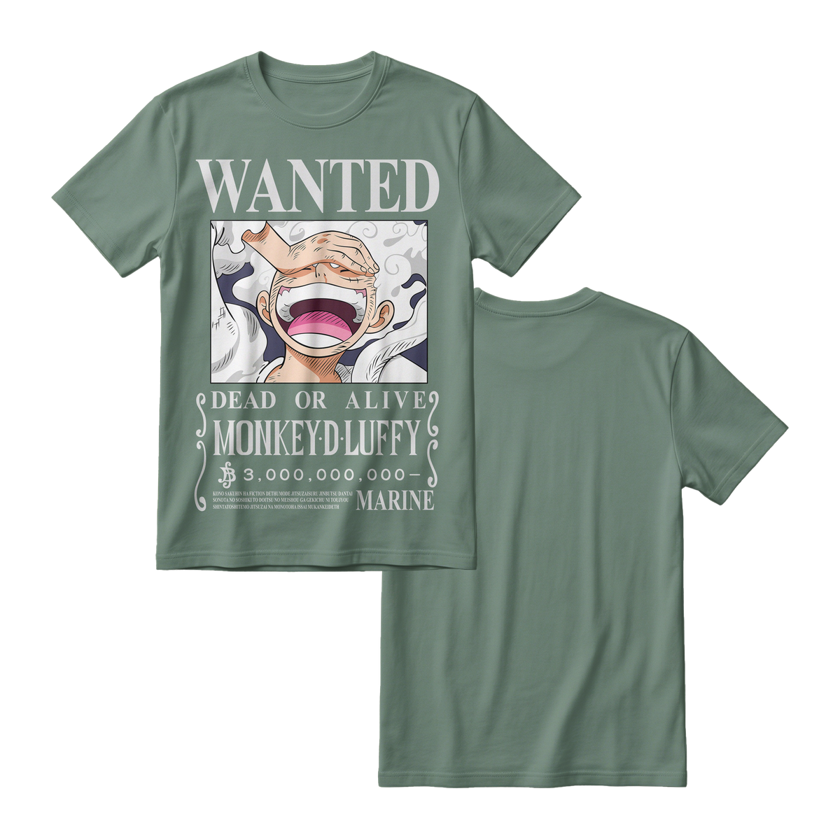Anime One Piece Wanted Monkey D. Luffy Gear 5 Short Sleeve Tee - RZM012