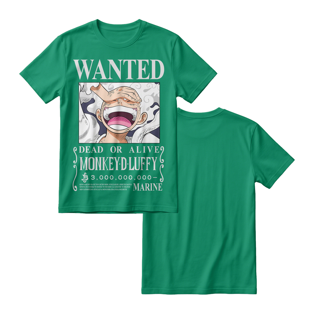 Anime One Piece Wanted Monkey D. Luffy Gear 5 Short Sleeve Tee - RZM012