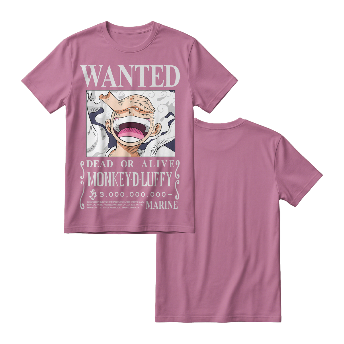 Anime One Piece Wanted Monkey D. Luffy Gear 5 Short Sleeve Tee - RZM012