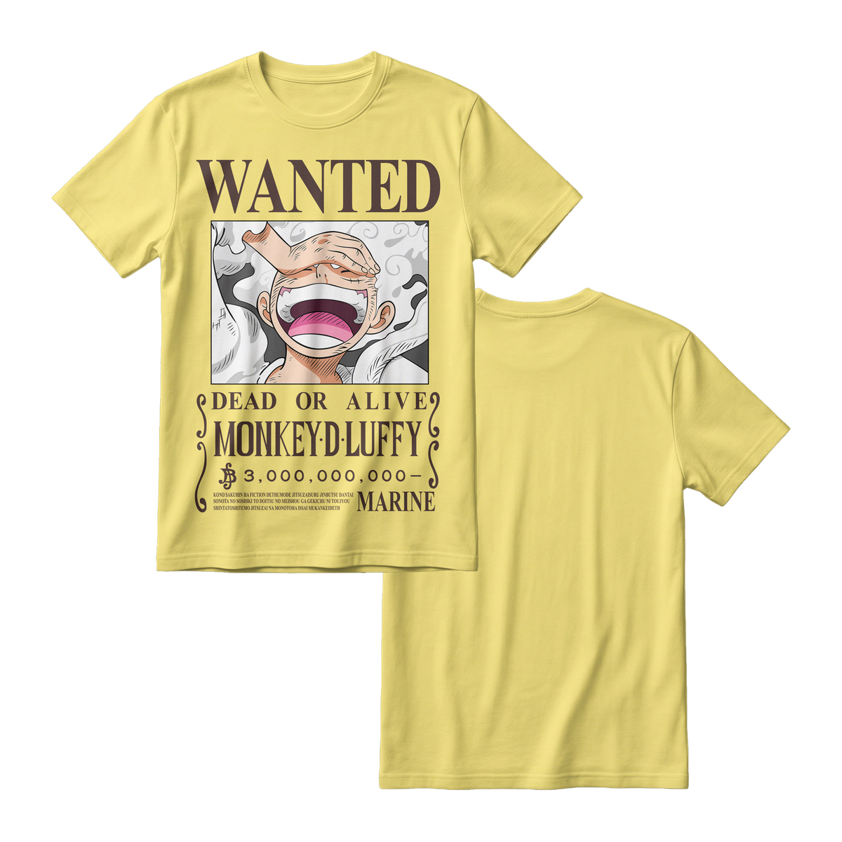 Anime One Piece Wanted Monkey D. Luffy Gear 5 Short Sleeve Tee - RZM012