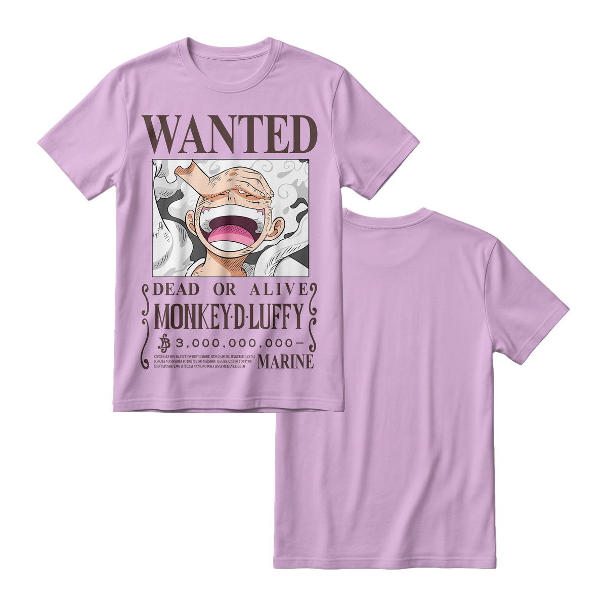 Anime One Piece Wanted Monkey D. Luffy Gear 5 Short Sleeve Tee - RZM012