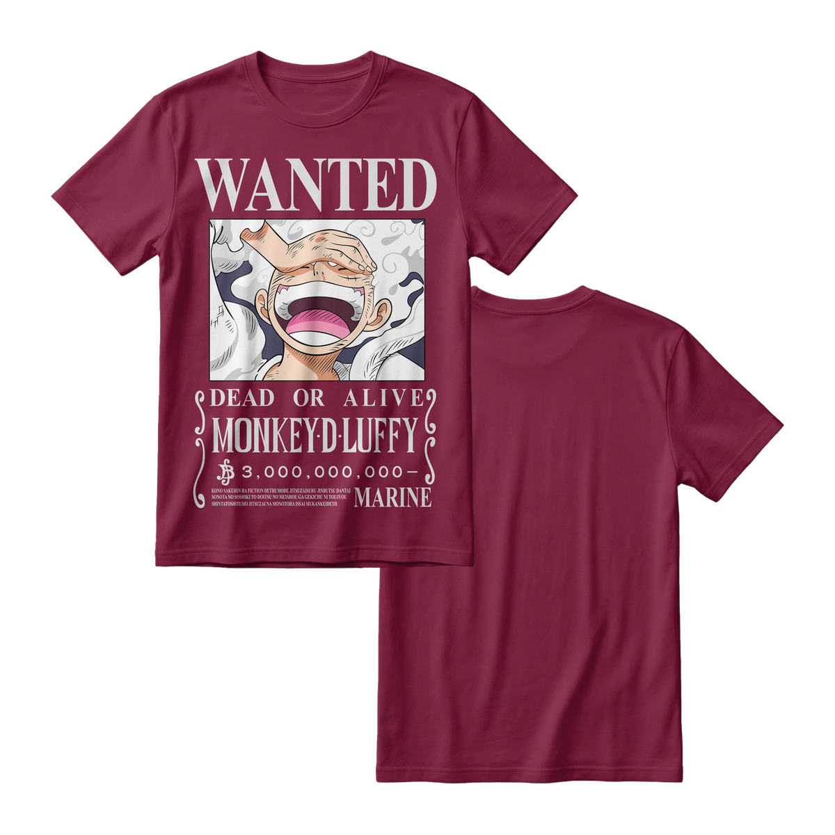 Anime One Piece Wanted Monkey D. Luffy Gear 5 Short Sleeve Tee - RZM012