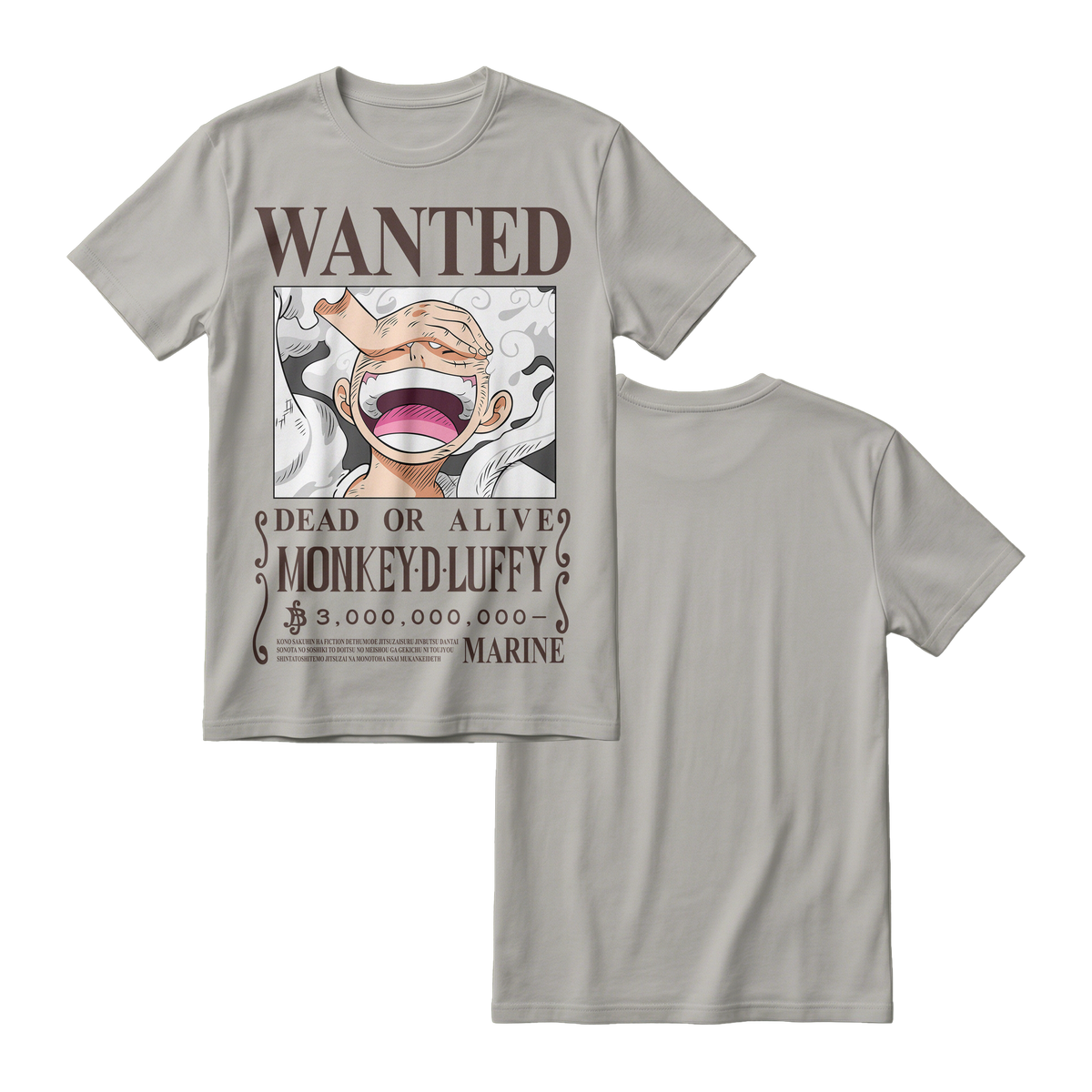 Anime One Piece Wanted Monkey D. Luffy Gear 5 Short Sleeve Tee - RZM012