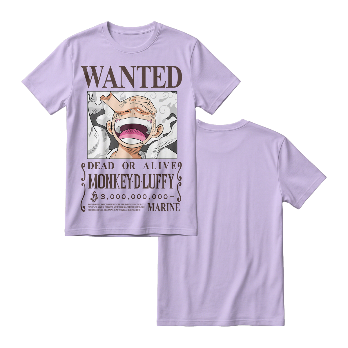 Anime One Piece Wanted Monkey D. Luffy Gear 5 Short Sleeve Tee - RZM012