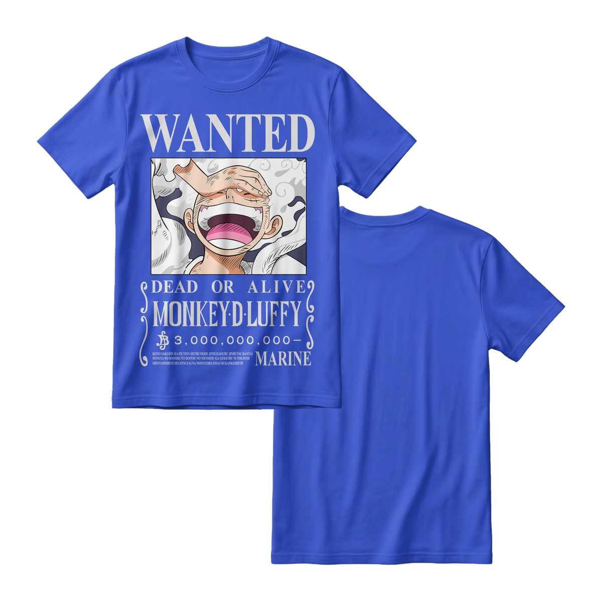Anime One Piece Wanted Monkey D. Luffy Gear 5 Short Sleeve Tee - RZM012