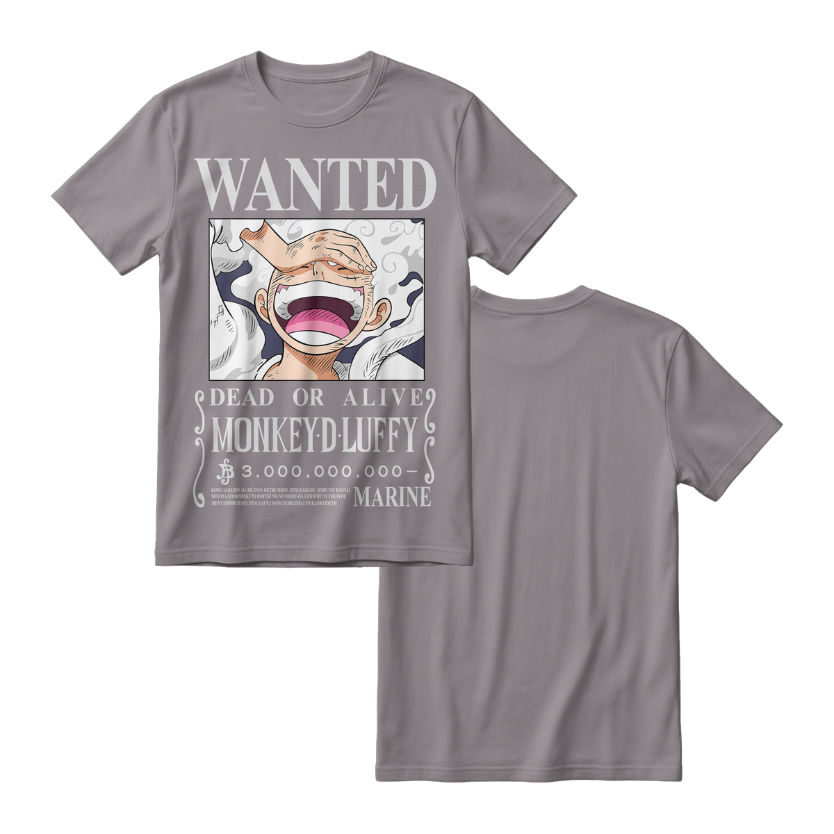Anime One Piece Wanted Monkey D. Luffy Gear 5 Short Sleeve Tee - RZM012