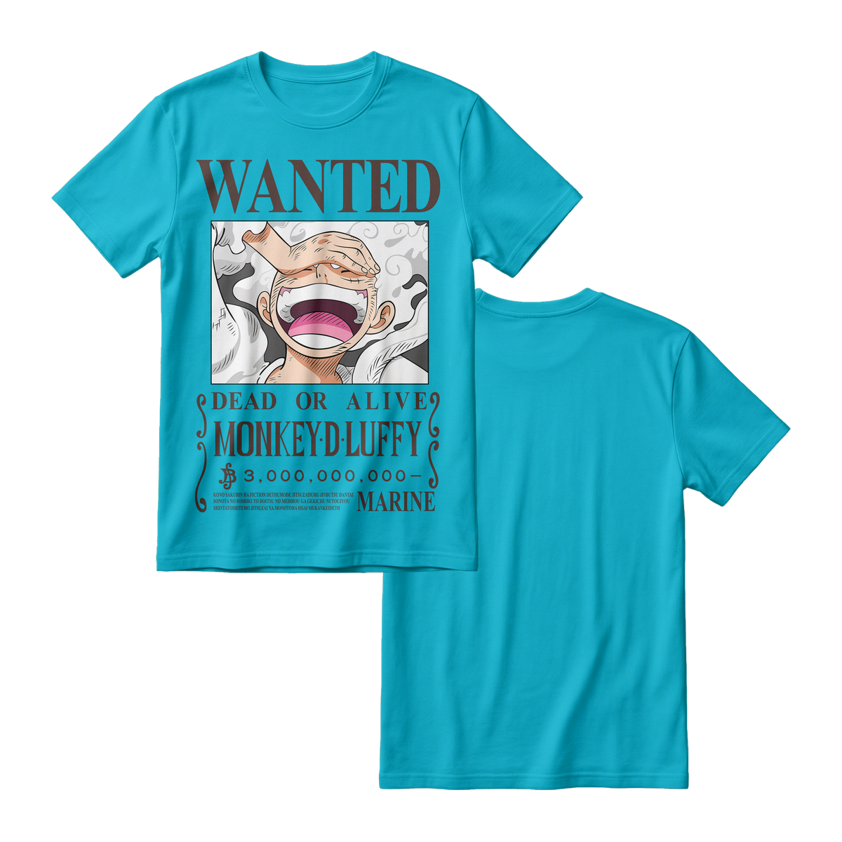 Anime One Piece Wanted Monkey D. Luffy Gear 5 Short Sleeve Tee - RZM012