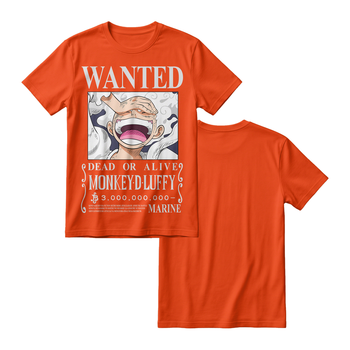 Anime One Piece Wanted Monkey D. Luffy Gear 5 Short Sleeve Tee - RZM012