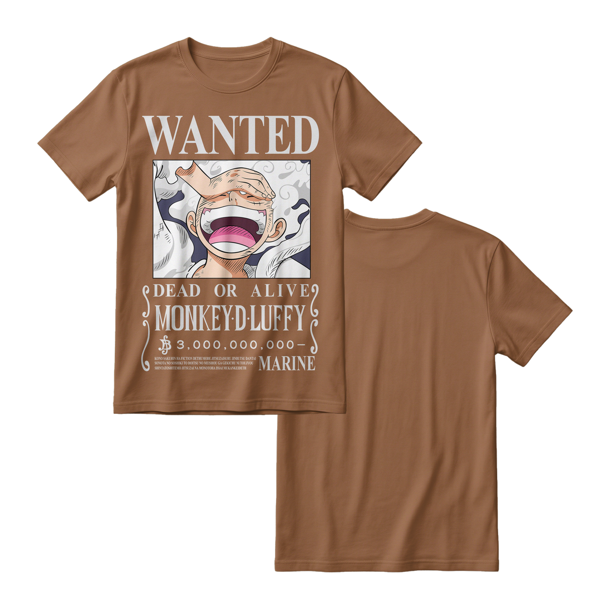 Anime One Piece Wanted Monkey D. Luffy Gear 5 Short Sleeve Tee - RZM012