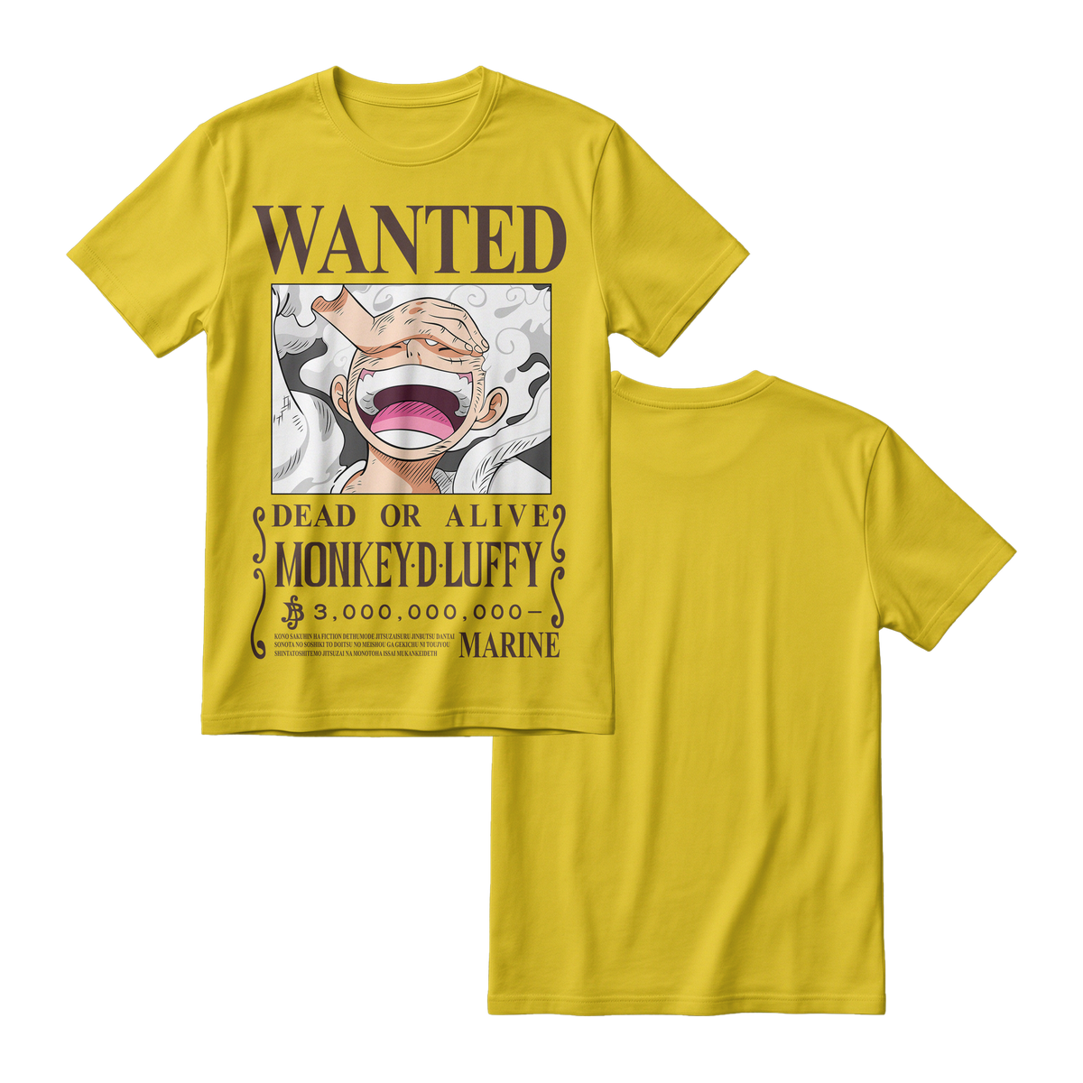 Anime One Piece Wanted Monkey D. Luffy Gear 5 Short Sleeve Tee - RZM012
