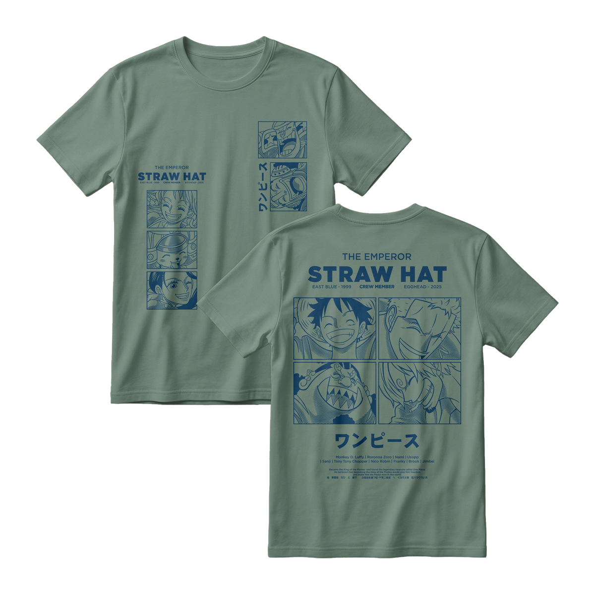 Anime One Piece Emperor Straw Hat Crew Short Sleeve Tee - RZM014