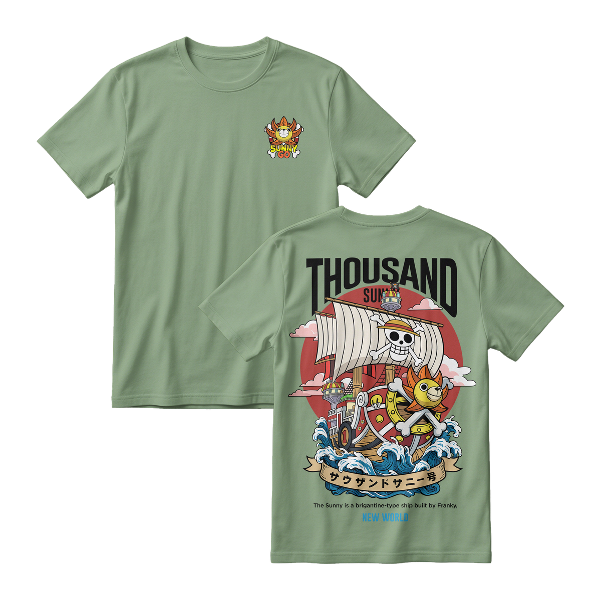 Anime One Piece Thousand Sunny Short Sleeve Tee - RZM016