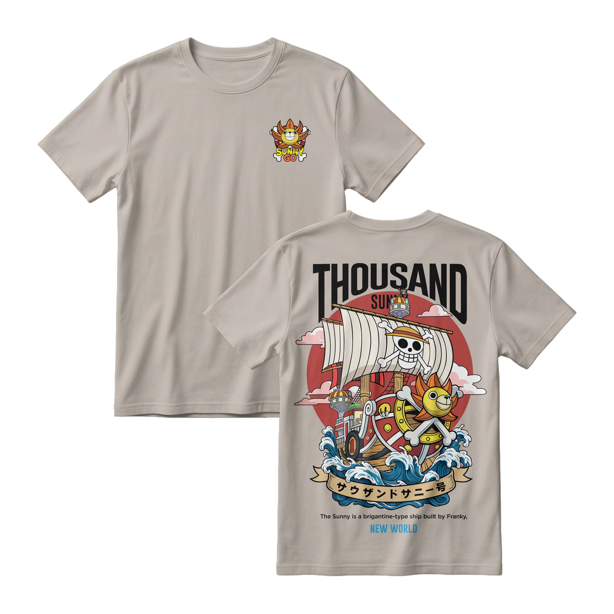 Anime One Piece Thousand Sunny Short Sleeve Tee - RZM016