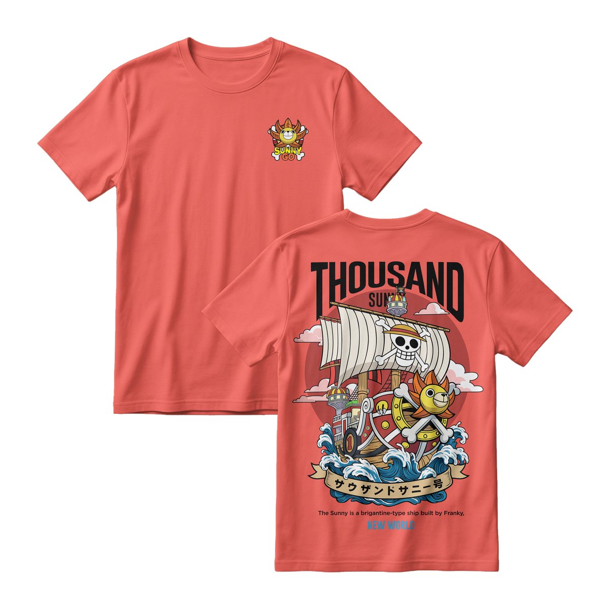 Anime One Piece Thousand Sunny Short Sleeve Tee - RZM016