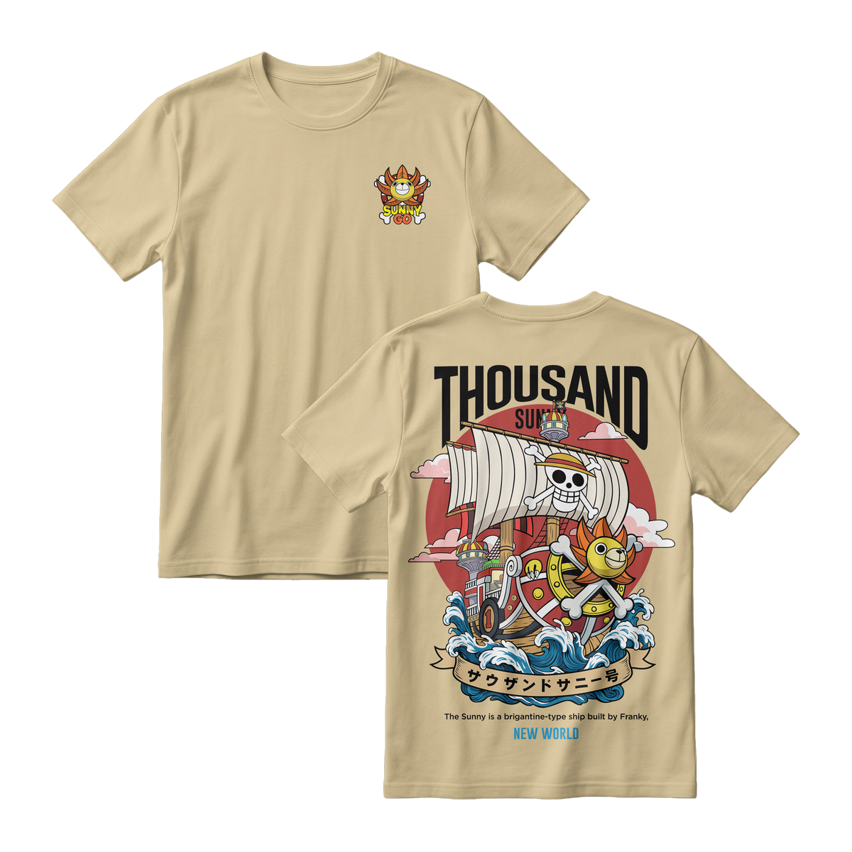 Anime One Piece Thousand Sunny Short Sleeve Tee - RZM016