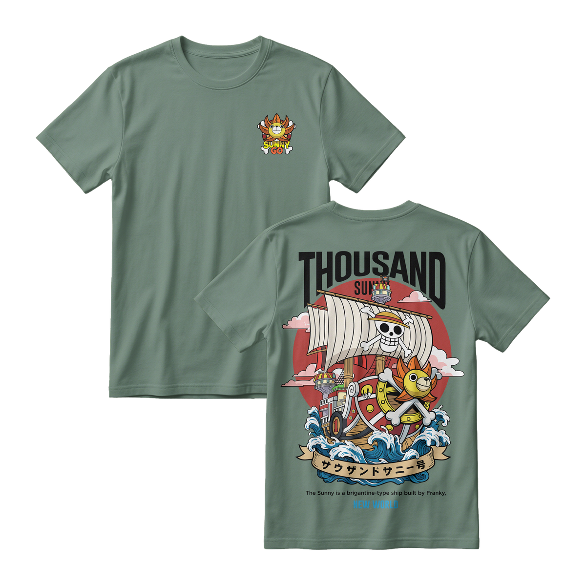 Anime One Piece Thousand Sunny Short Sleeve Tee - RZM016