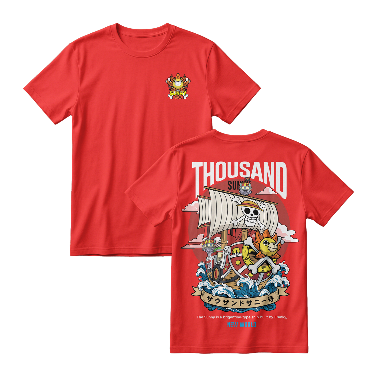 Anime One Piece Thousand Sunny Short Sleeve Tee - RZM016