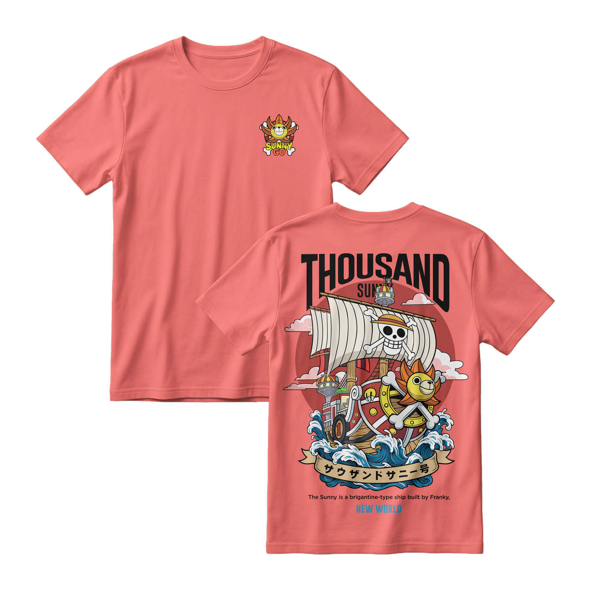 Anime One Piece Thousand Sunny Short Sleeve Tee - RZM016