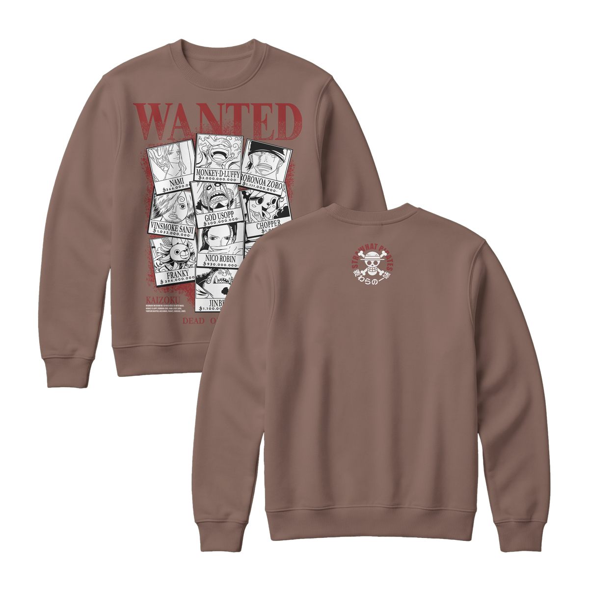 Anime One Piece Wanted Mugiwara Crew Sweatshirt - RZM008