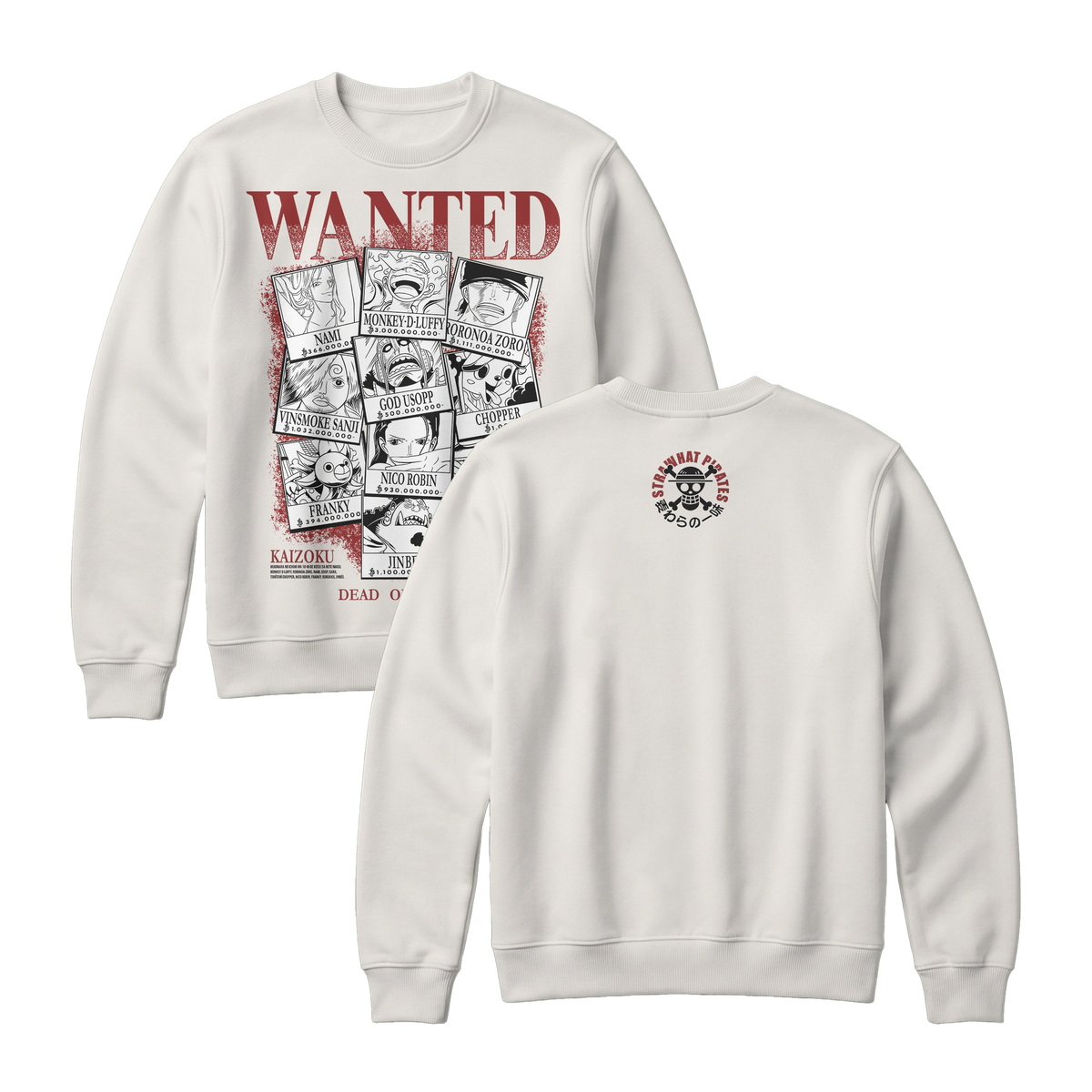 Anime One Piece Wanted Mugiwara Crew Sweatshirt - RZM008