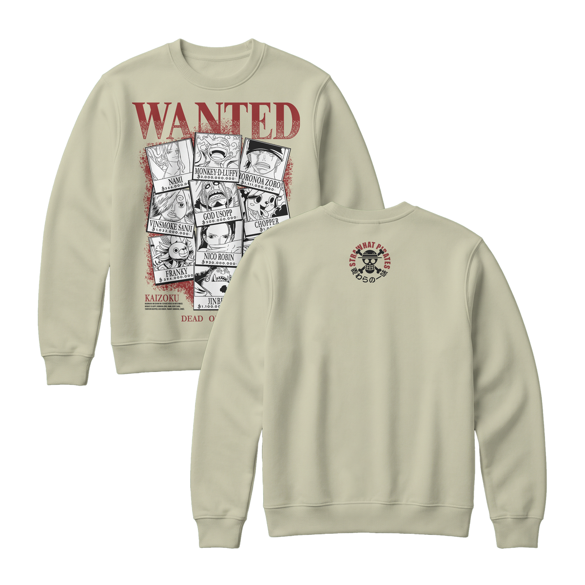Anime One Piece Wanted Mugiwara Crew Sweatshirt - RZM008