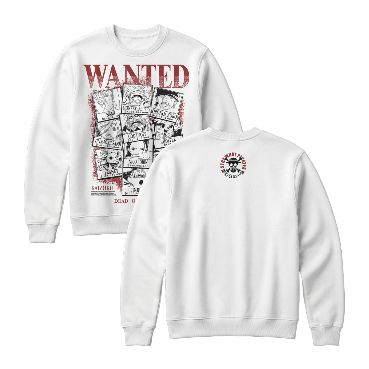 Anime One Piece Wanted Mugiwara Crew Sweatshirt - RZM008
